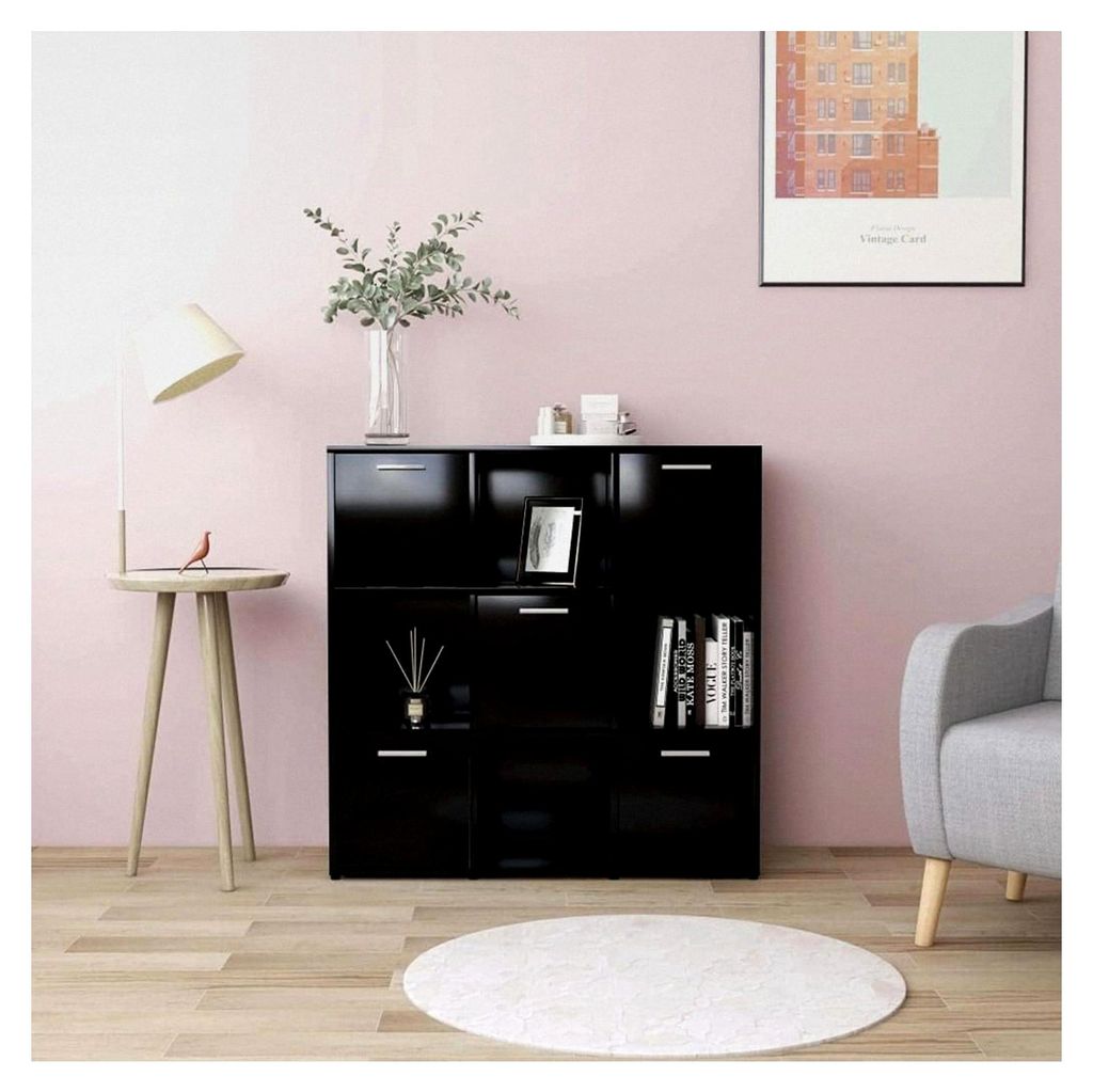 Bücherschrank schwarz, 90 x 30 x 90 cm, Holzregal