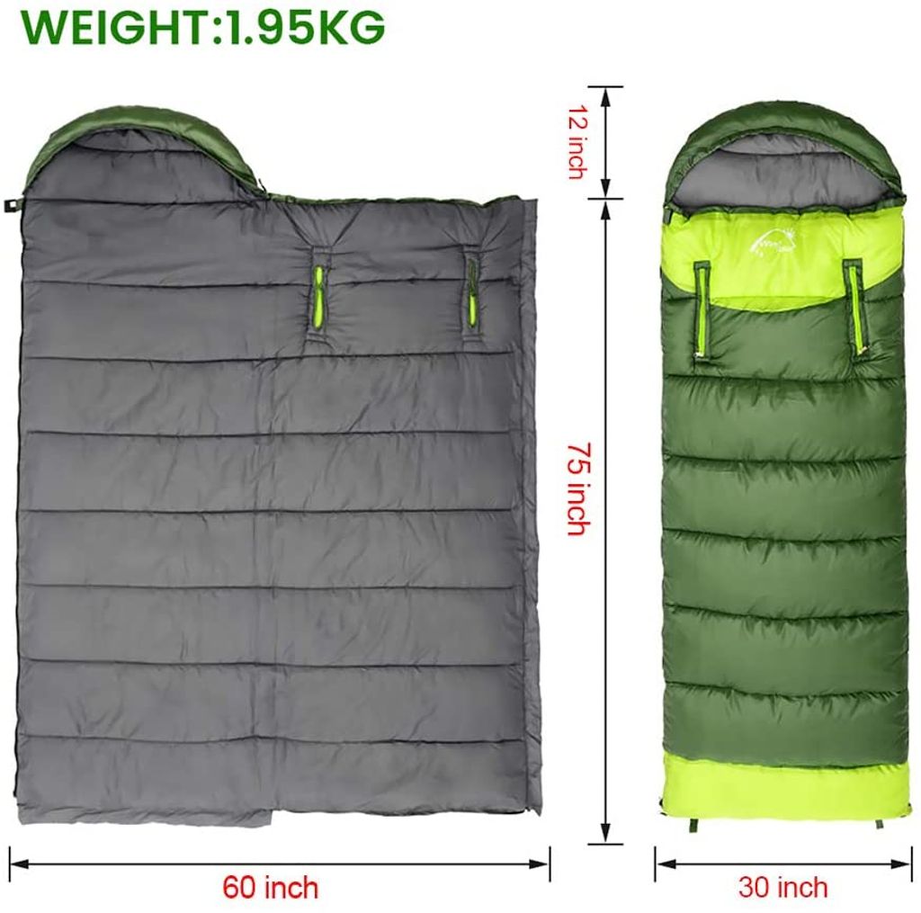 Schlafsack Deckenschlafsack Leicht Wasserdicht Baumwolle Camping Farbe Grün Blau 