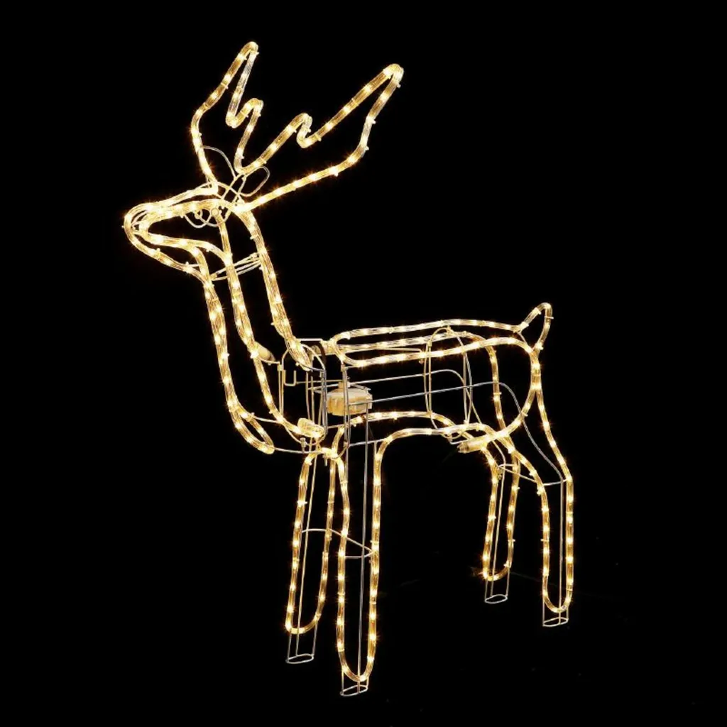 Illumination de jardin renne de Noël blanc chaud 264 LED tête mobile