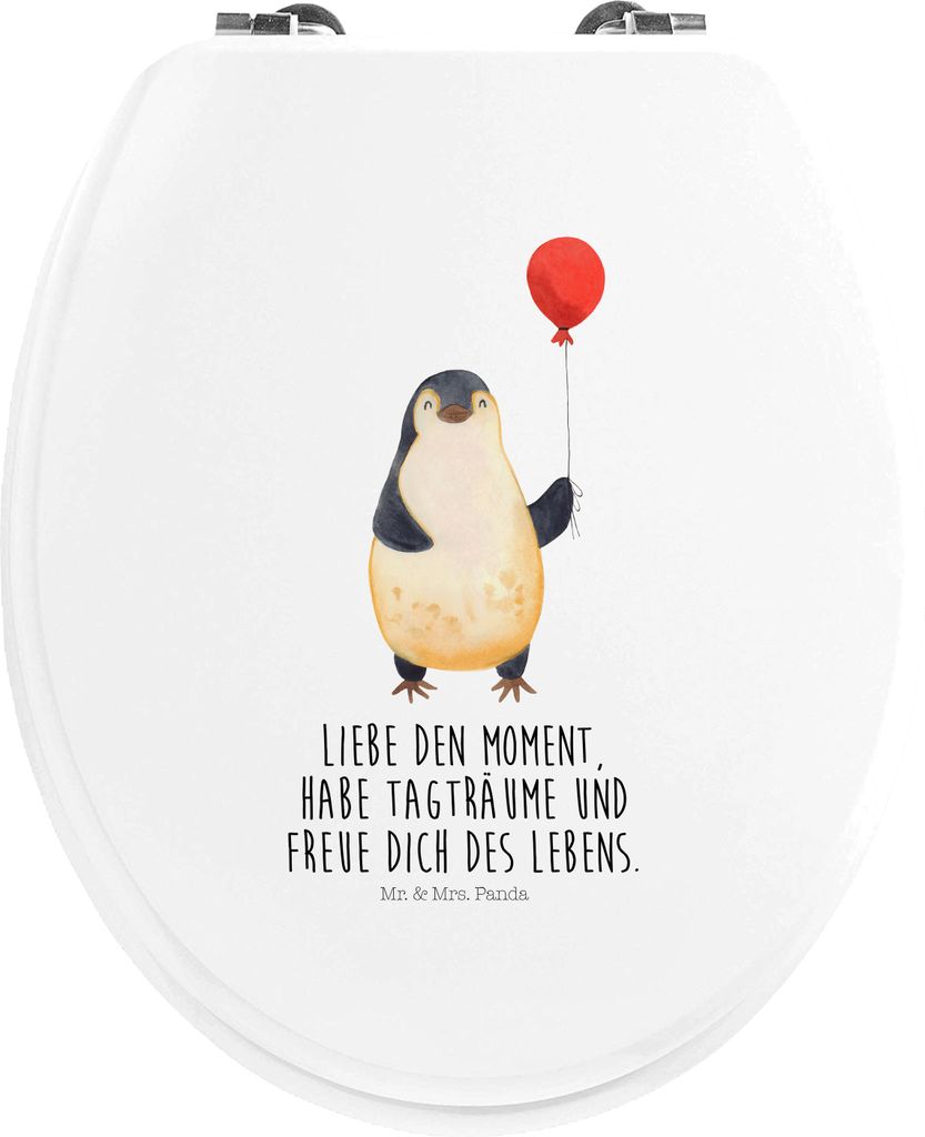 Mr. & Mrs. Panda Klobrille Pinguin Luftballon - Weiß - Geschenk, WC Sitz, Toilettenbrille, Klodeckel, Freundin, Liebe, Motivation, Glück, klo dec...