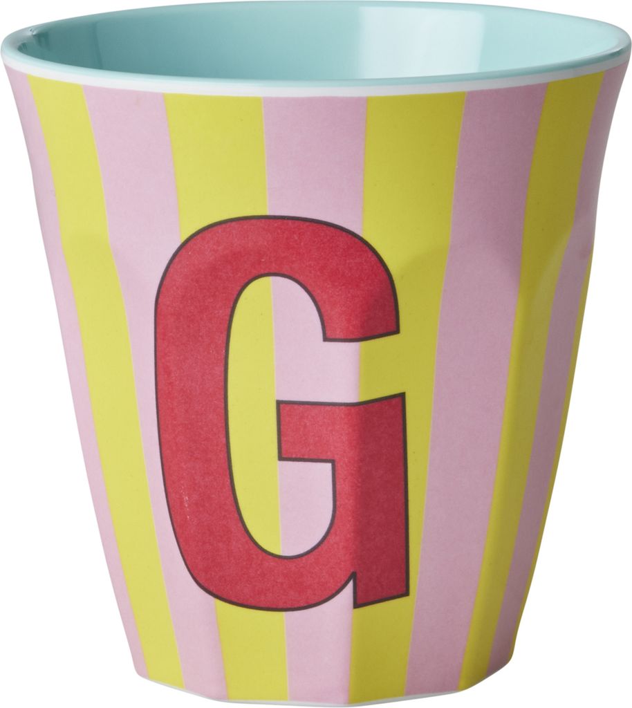 Rice Becher - TÜRKIS/ROSA/GELB Buchstabe G
