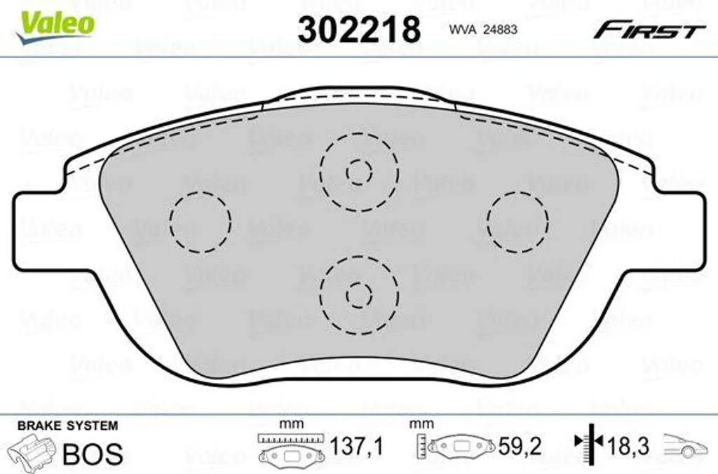 Plaquettes de frein à disque pour Citroën C3 C4 : Sécurité Valeo 302218