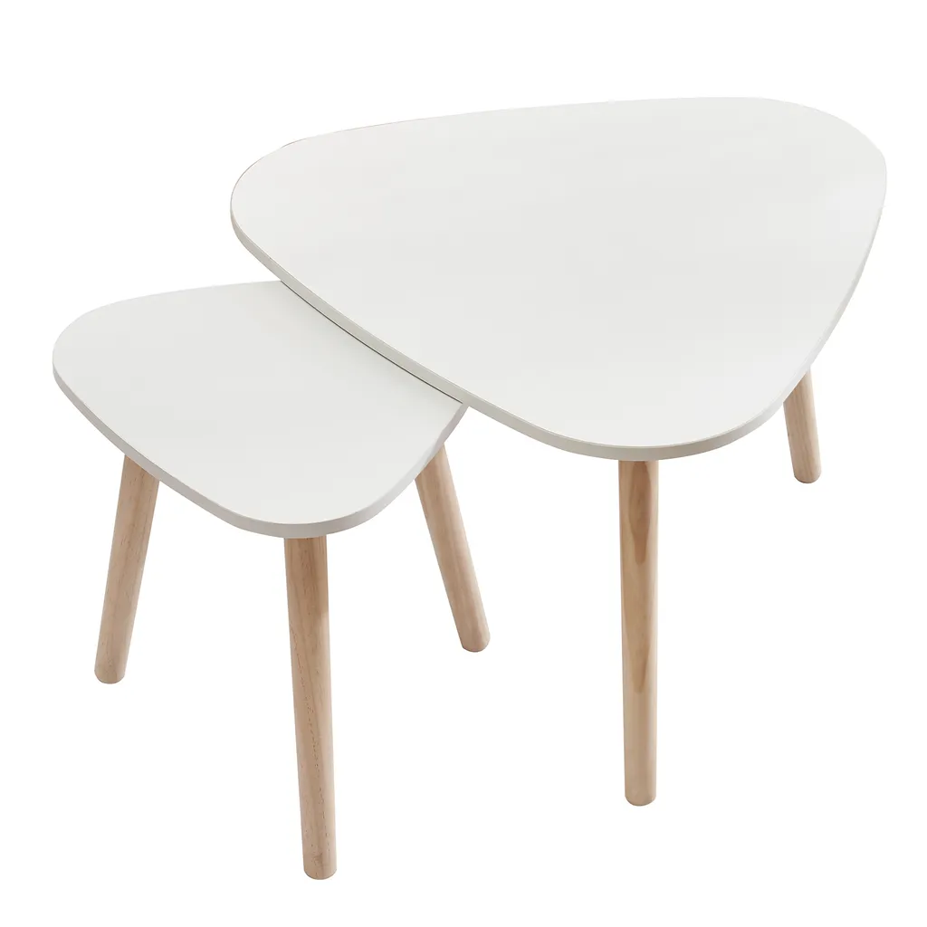 Table de salon double en métal et bois clair style scandinave