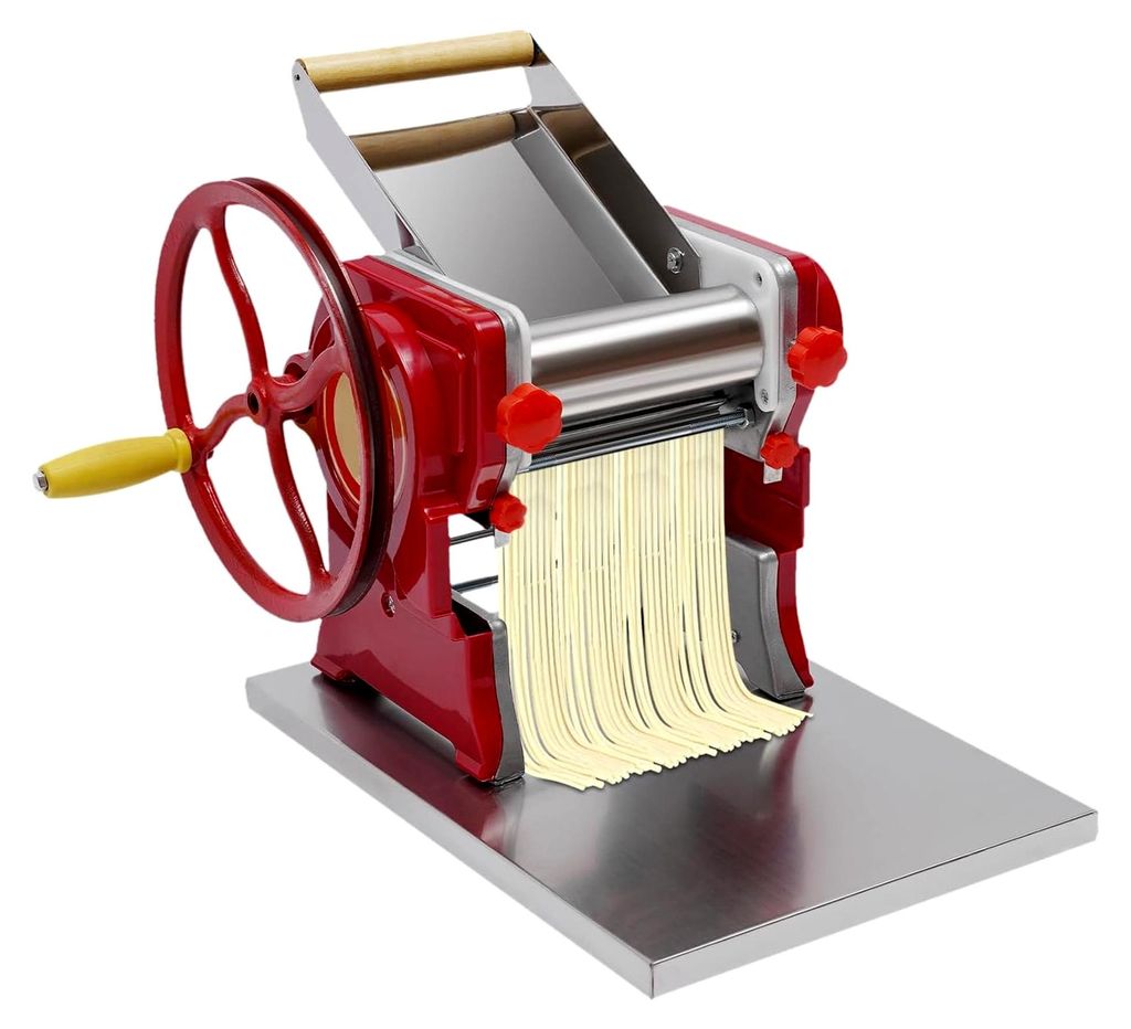 Nudelmaschine aus Edelstahl für frische Pasta, Küchenhelfer mit Zubehör, Rot