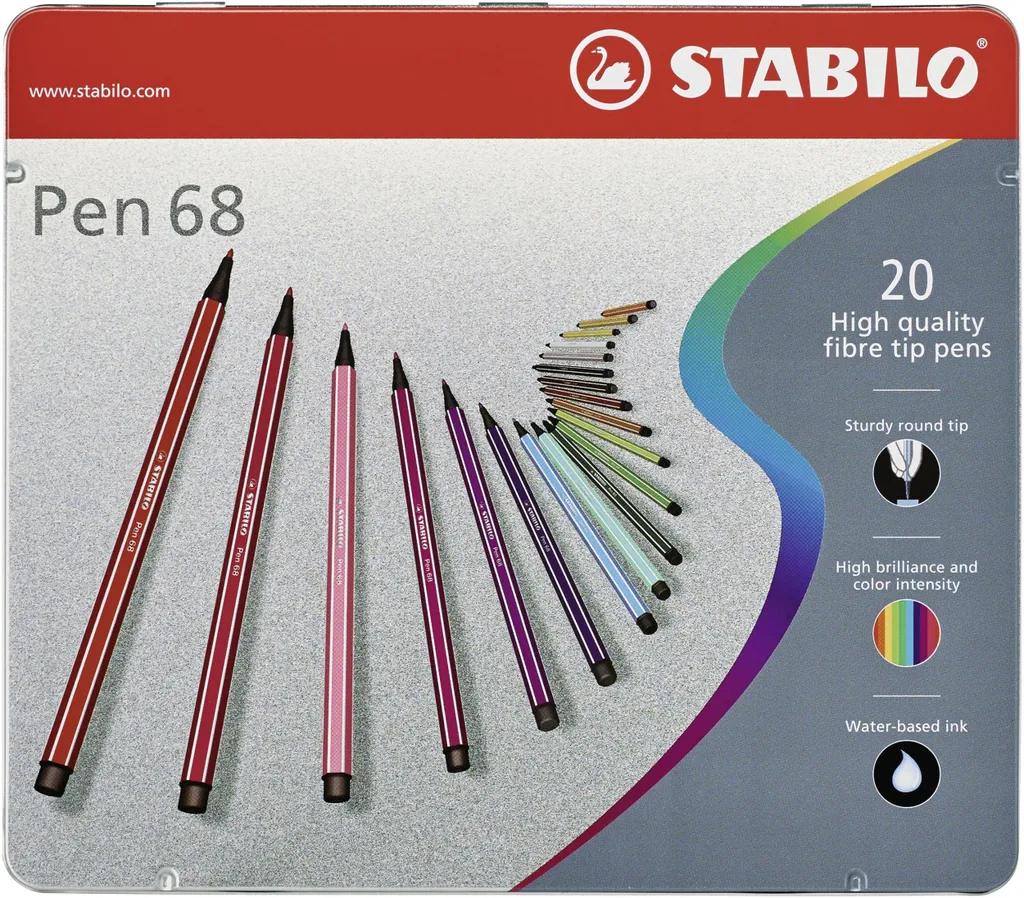 STABILO Pen 68 Astuccio Metallo 20 Colori - Pennarello Premium Disegno