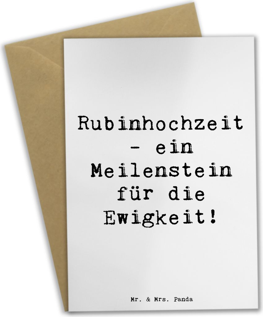 Mr. & Mrs. Panda Grußkarte Spruch 40. Hochzeitstag Rubinhochzeit - Weiß - Geschenk, Heirat, Heiraten, 40 Jahre, osterkarte, einladungskarten, Ges...