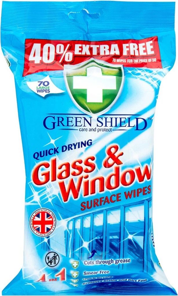 Green Shield | Glasreinigungstücher - 70 Stück - schnell Produktbild 