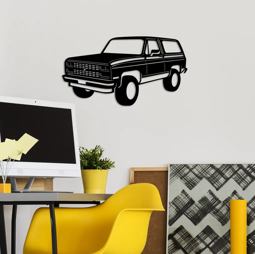 Décoration Murale Métal Chevrolet K5 Blazer Tableau Noir Design Loft