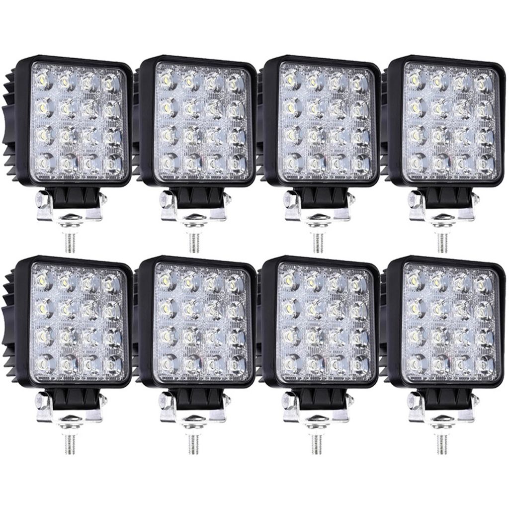 Jiubiaz Rechteck LED Arbeitsscheinwerfer IP67 Wasserdicht 12V 24V LED Scheinwerfer für LKW,Offroad, SUV, ATV,traktor Rückfahrscheinwerfer 48W 8 S...