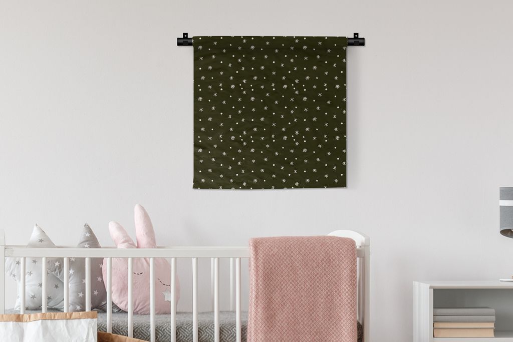 MuchoWow Wandteppich Wandbehang Schneeflocke - Winter - Muster 60x60 cm Tapisserie Dekoration Wandtuch - Dekorationen - Wand Decke