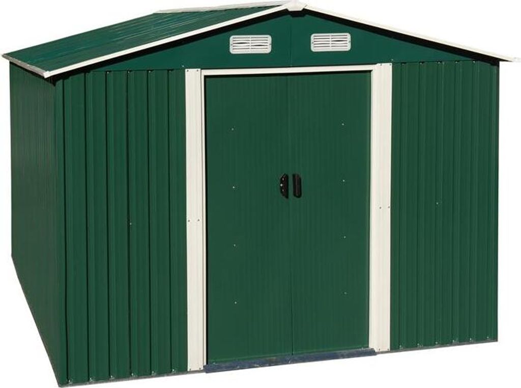 Geräteschuppen Gerätehaus Gartenhaus 392x257x178 cm Metall Fundament Grün
