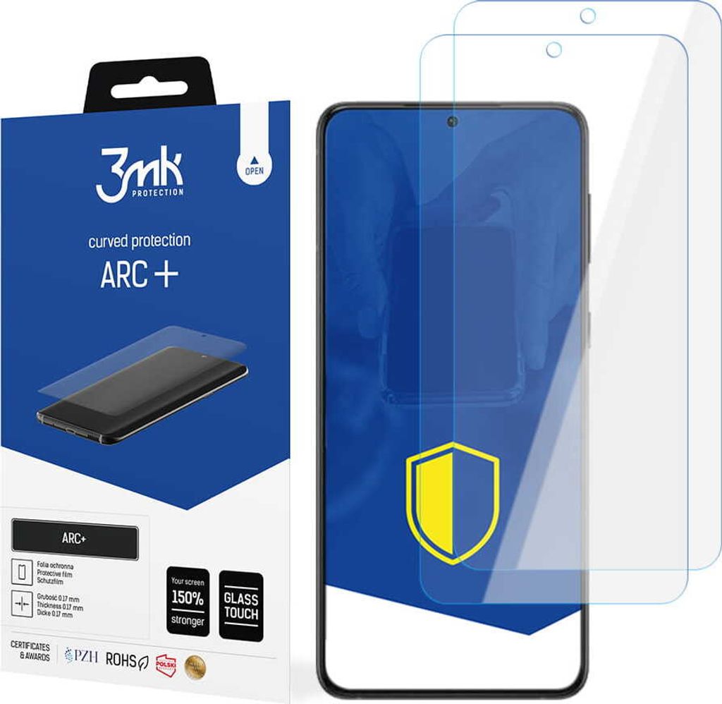 3mk Display Schutzfolie ARC+ für Samsung Galaxy S22+ 5G 0,17mm Self-Heal (2 Stück)