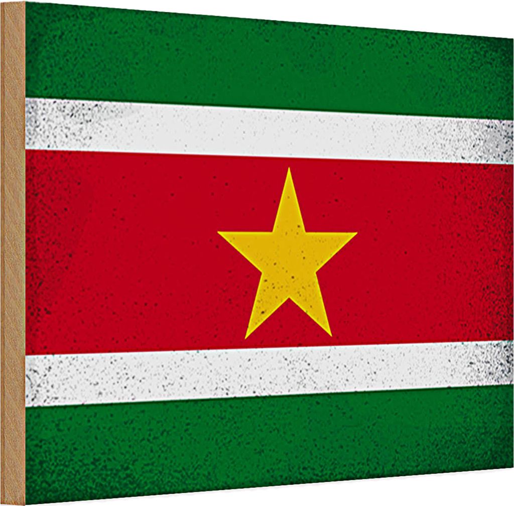 Holzschild Flagge Suriname 30x20cm Flag Suriname Vintage