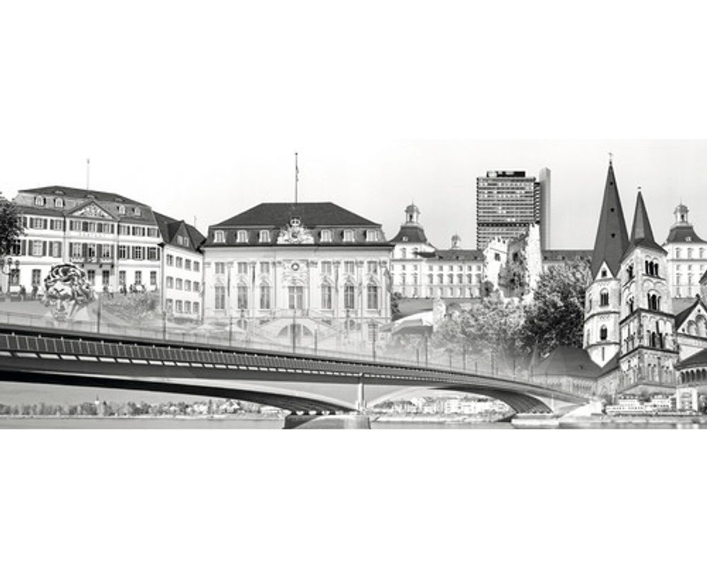 Glasbild Bonn Wahrzeichen grau I 125x50 cm