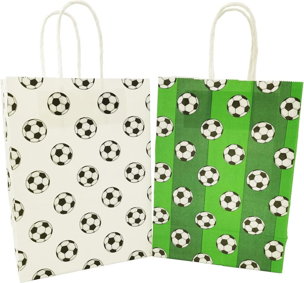 30 Stück Fußball Geschenktüten - Festtüten mit Fußballmuster - Geschenkbeutel - Bulk Papiergeschenkbeutel - Fußball Themenparty - Partyartike...