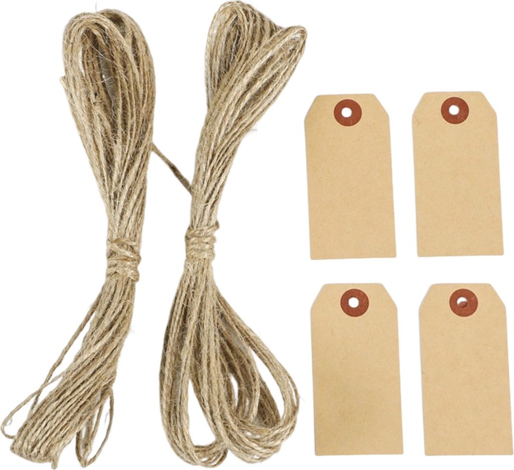 100 Stück Versandanhänger aus Kraftpapier mit Schnur, leerer Karton, Verkaufspreisschild, Namensschild für Geschenke, Hängeetiketten für Schmu...