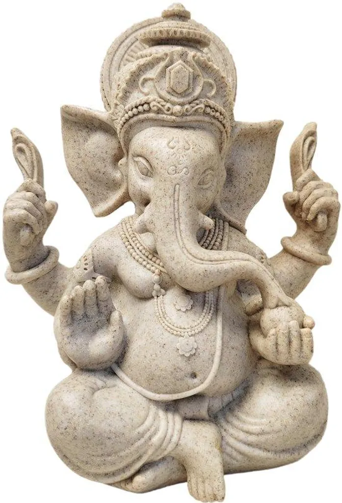 Statue de Ganesha et Bouddha en grès 20 cm - Décoration Zen Indienne