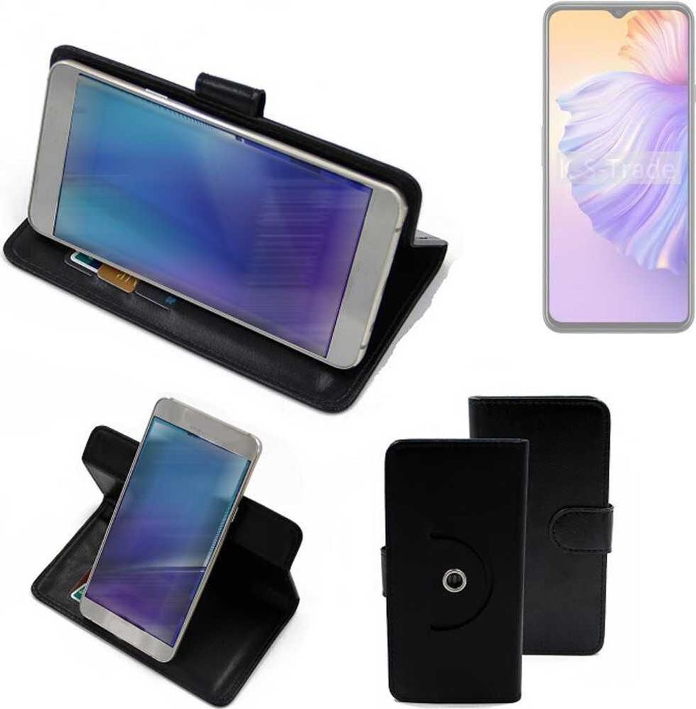 K-S-Trade Case Schutzhülle Handyhülle kompatibel mit Wiko T60 Flipcase Smartphone Cover Handy Schutz Tasche Klapphülle Walletcase schwarz (1x)
