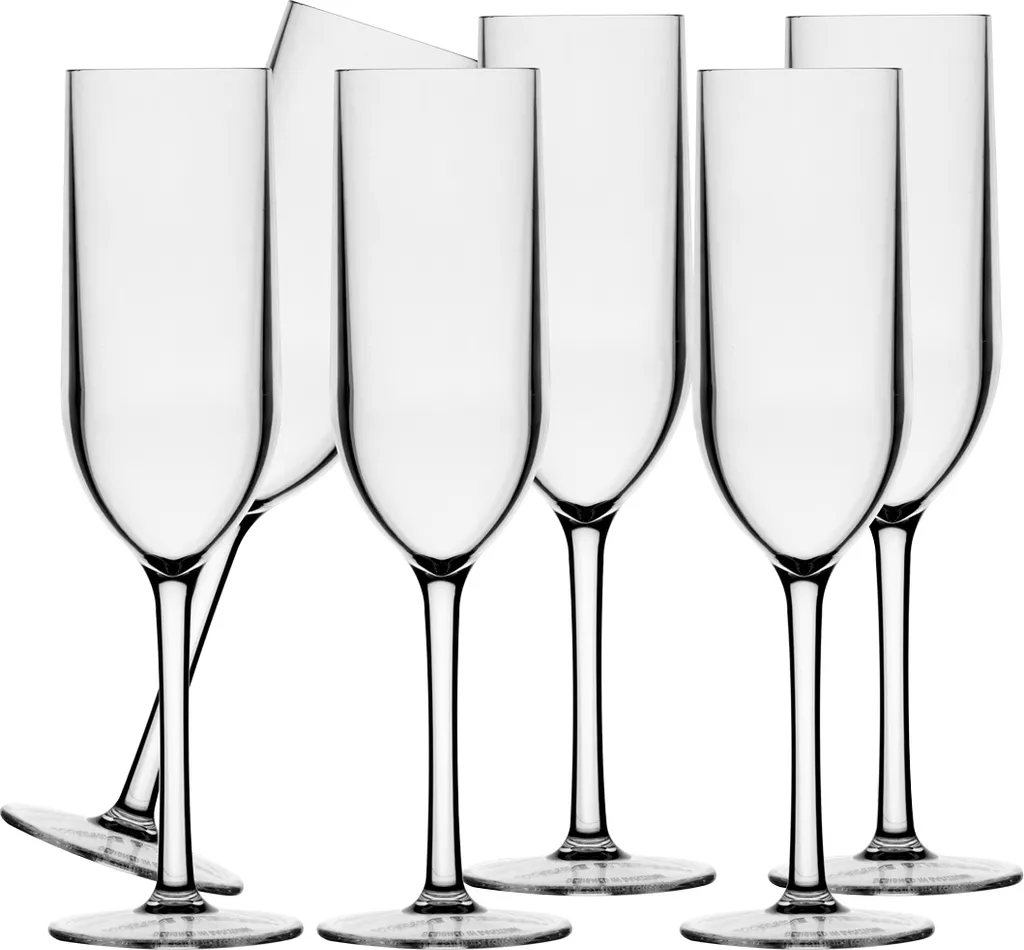 Bicchiere da champagne Happy Set da 6, in plastica, infrangibile