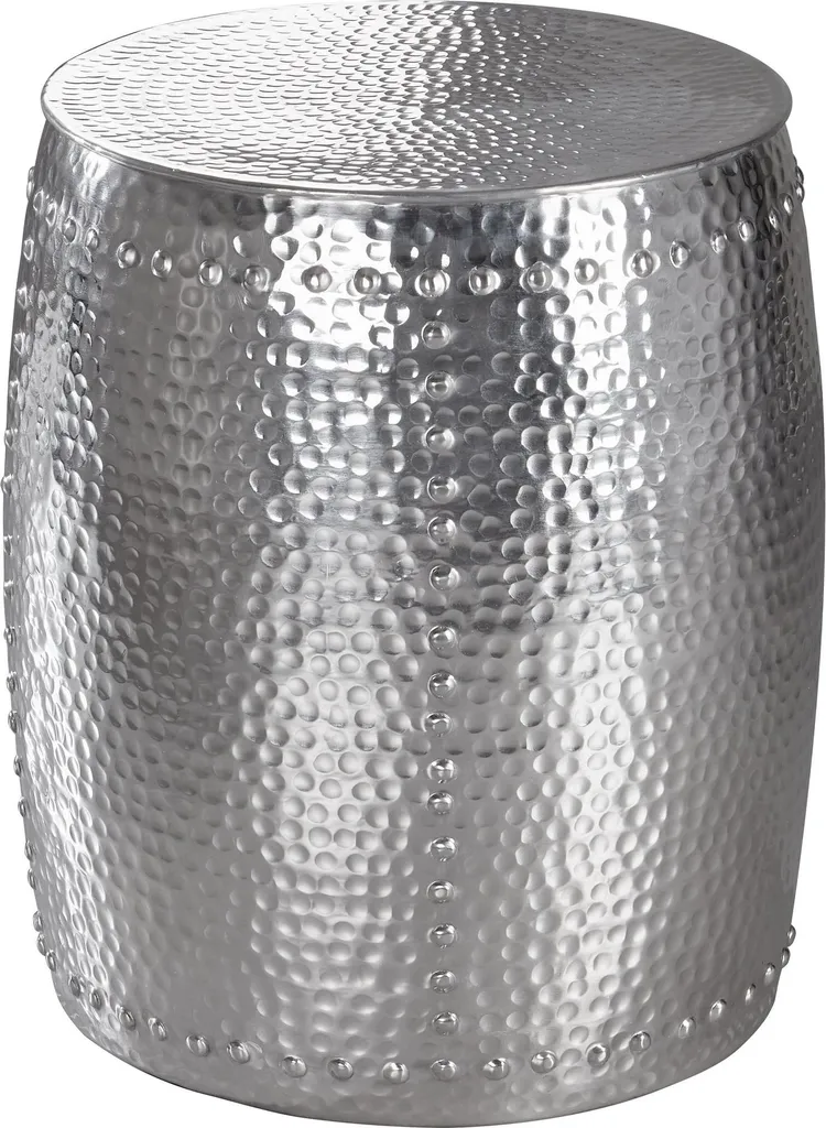 Petite table en aluminium argenté PEDRO 42x42cm structure robuste