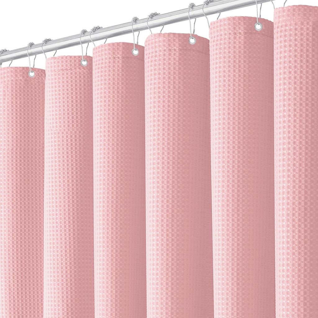 Duschvorhang mit Waffelstruktur, 180 x 180 cm, schimmelresistent, schwer, mit wasserdichter Folie gefüttert, mit 12 Kunststoffhaken, beschwertem S...