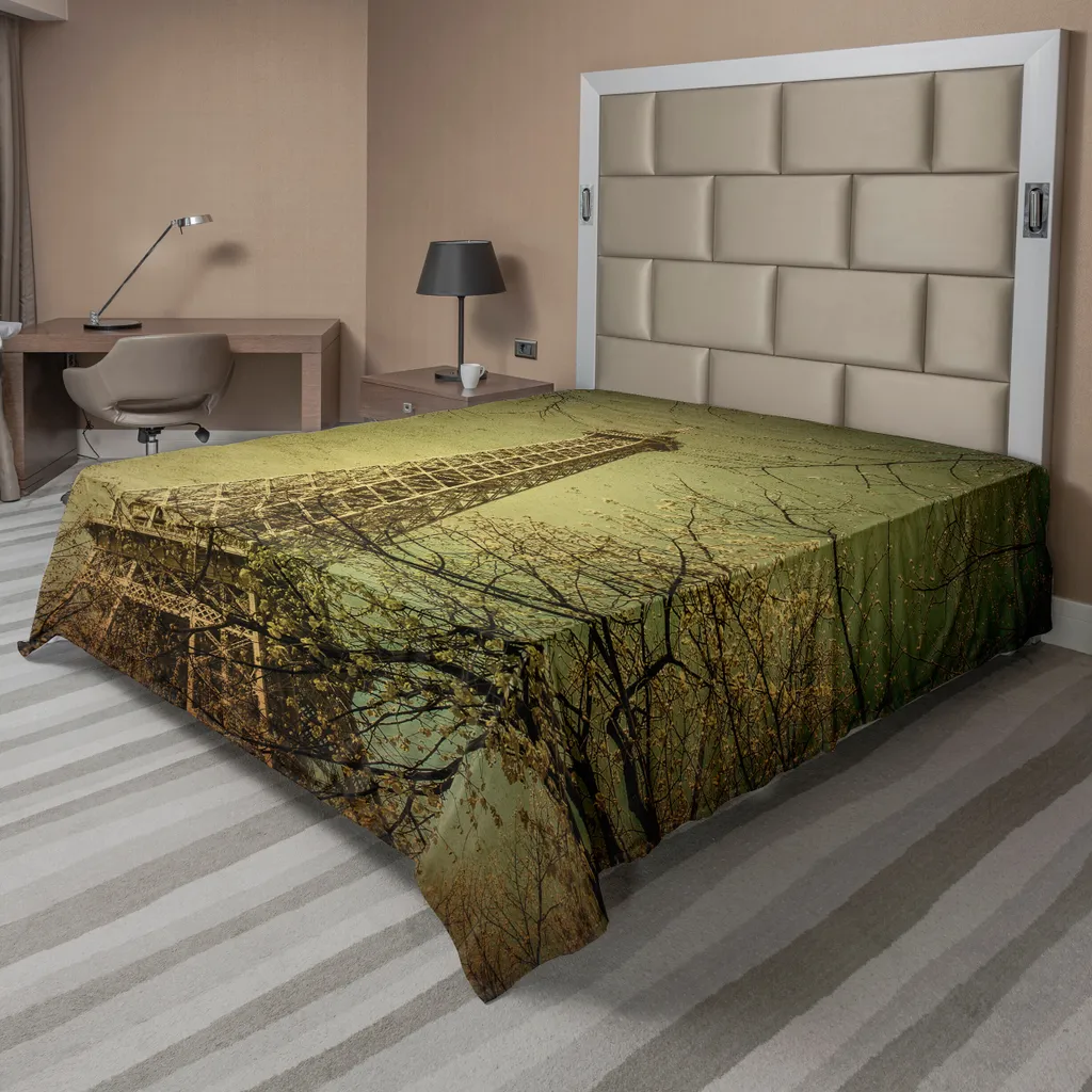 Drap de lit décoratif Paris Automne pour chambre adulte - 266x260 cm