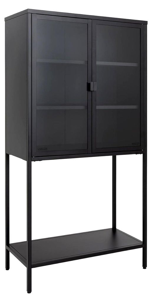 Industrielle Vitrine DURA Stahl - 150cm - schwarz transparent - Metall Glas - Highboard Regal