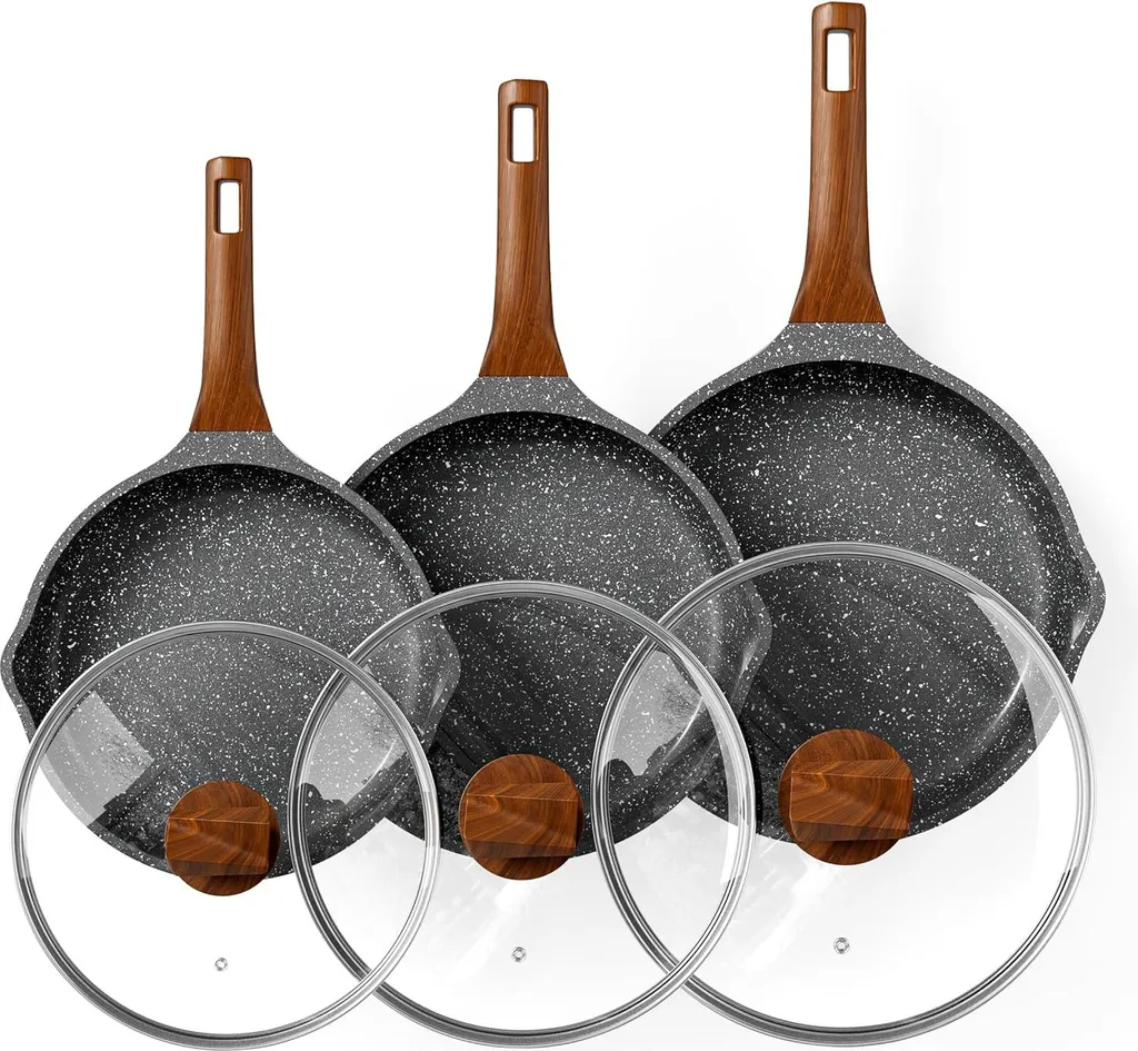 Set poêles induction anti-adhésives en granit pour cuisiner sans attacher