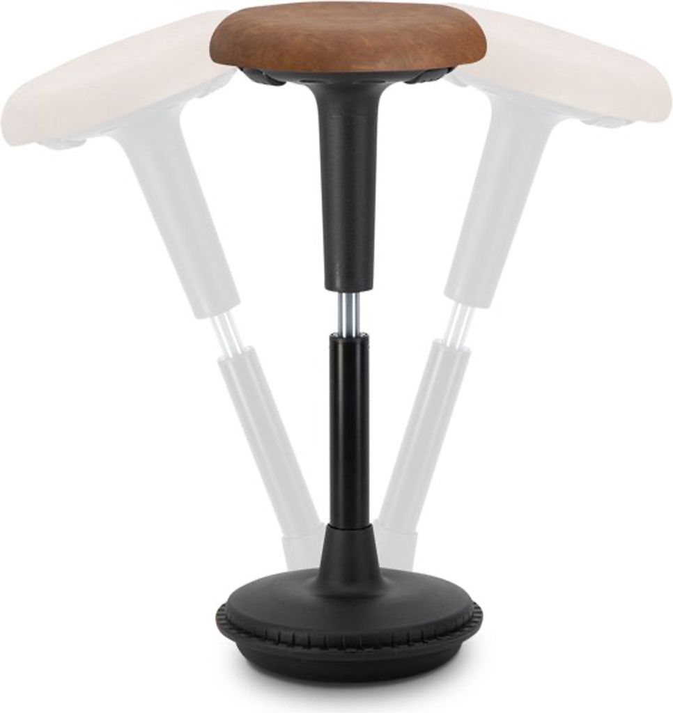 Wobblez Wobble Wackelhocker - Ergonomischer Hocker für aktives Sitzen - Höhenverstellbar Stuhl - 63 cm bis 83 cm - Cognacfarbener Kunstledersitz ...