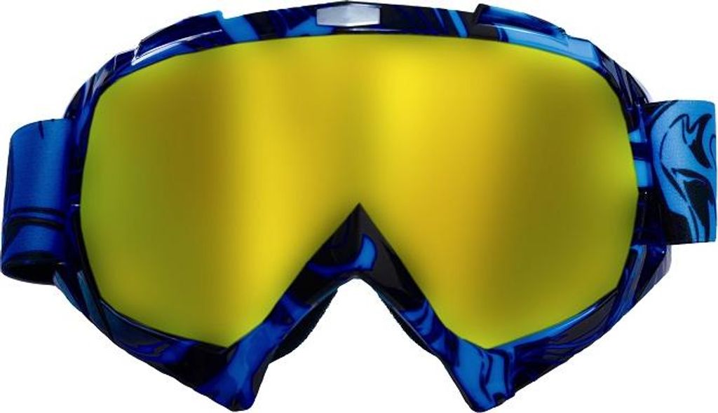 Motocross Brille Motorradbrille Racing Googles Schutzbrille Blau mit goldenem Glas