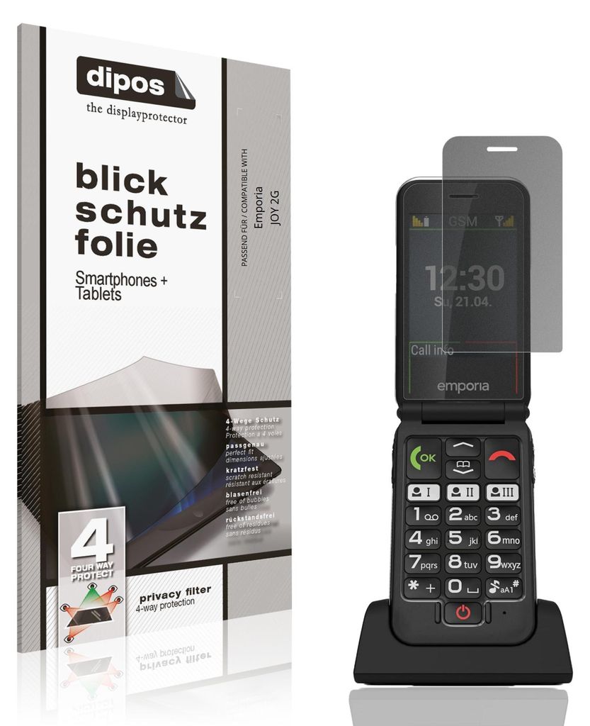 Blickschutzfolie für Emporia JOY 2G matt Schutzfolie Folie Display Schutz dipos