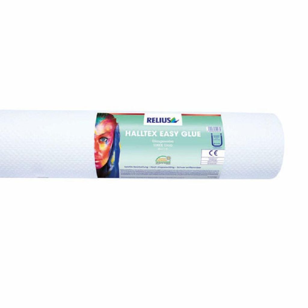 Relius Halltex Glasgewebe Pigment Easy Glue 1009E Kette 25 q - Glasgewebe mit weiß pigmentierter Bindemittelimprägnierung sowie Kleber
