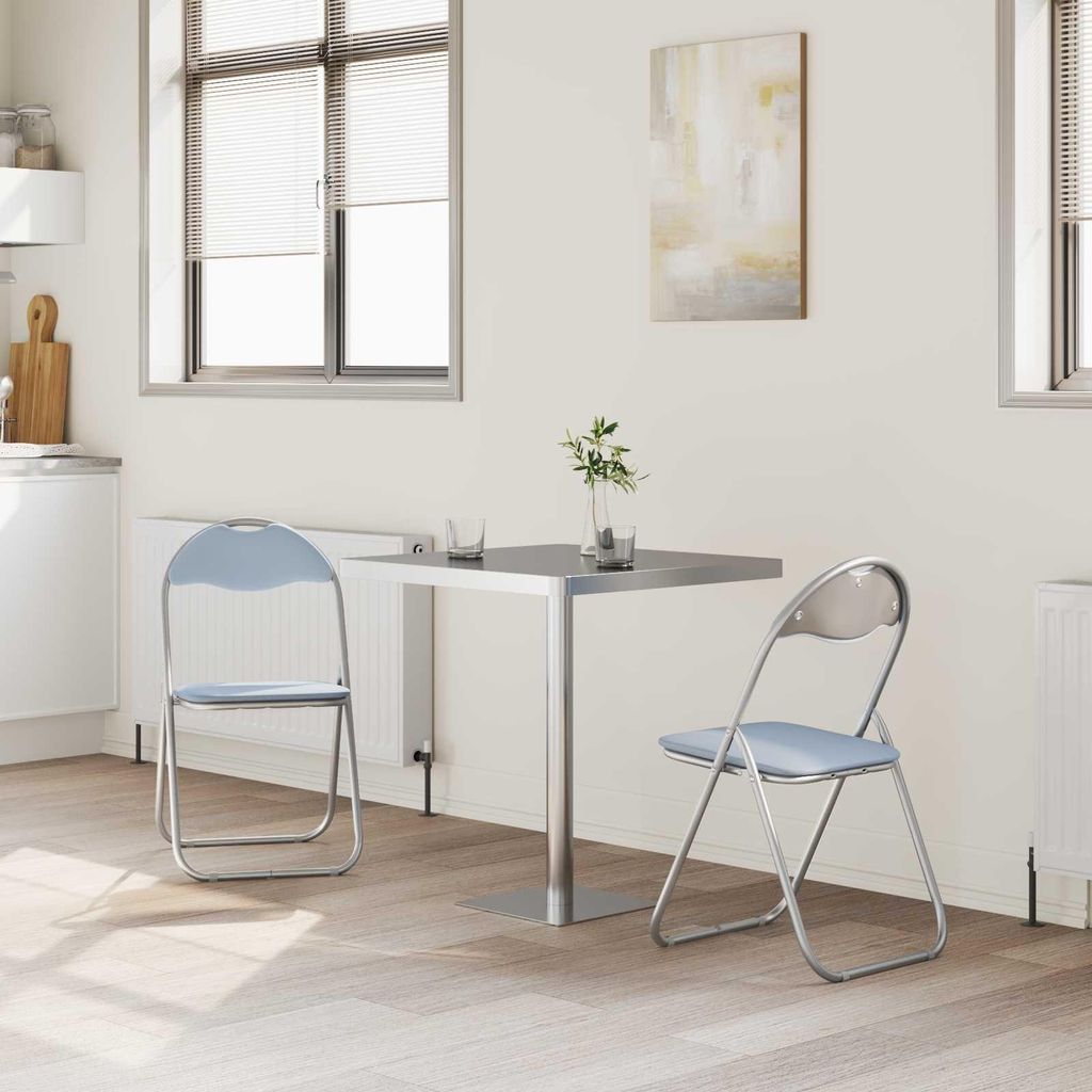 "im Diskont"Klappstuhl 2 pcs Modernes - HOMMIE - robust und elegant - für 2 Personen - Grau 48 x 43,5 x 81 cm Kunstleder - Esszimmerstühle DEMöb...
