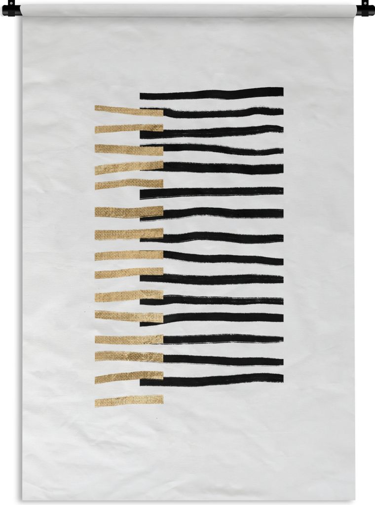 MuchoWow Wandteppich Wandbehang Linie - Gold - Gestaltung 60x90 cm Tapisserie Dekoration Wandtuch - Foto-Teppich - Abwaschbar