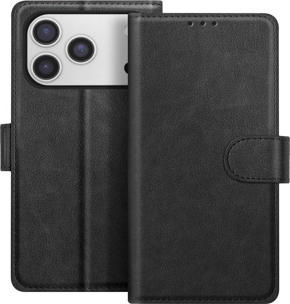 Avizar, Chesterfield Klappetui iPhone 17 Pro mit Kartenfach und Standfunktion, Schwarz