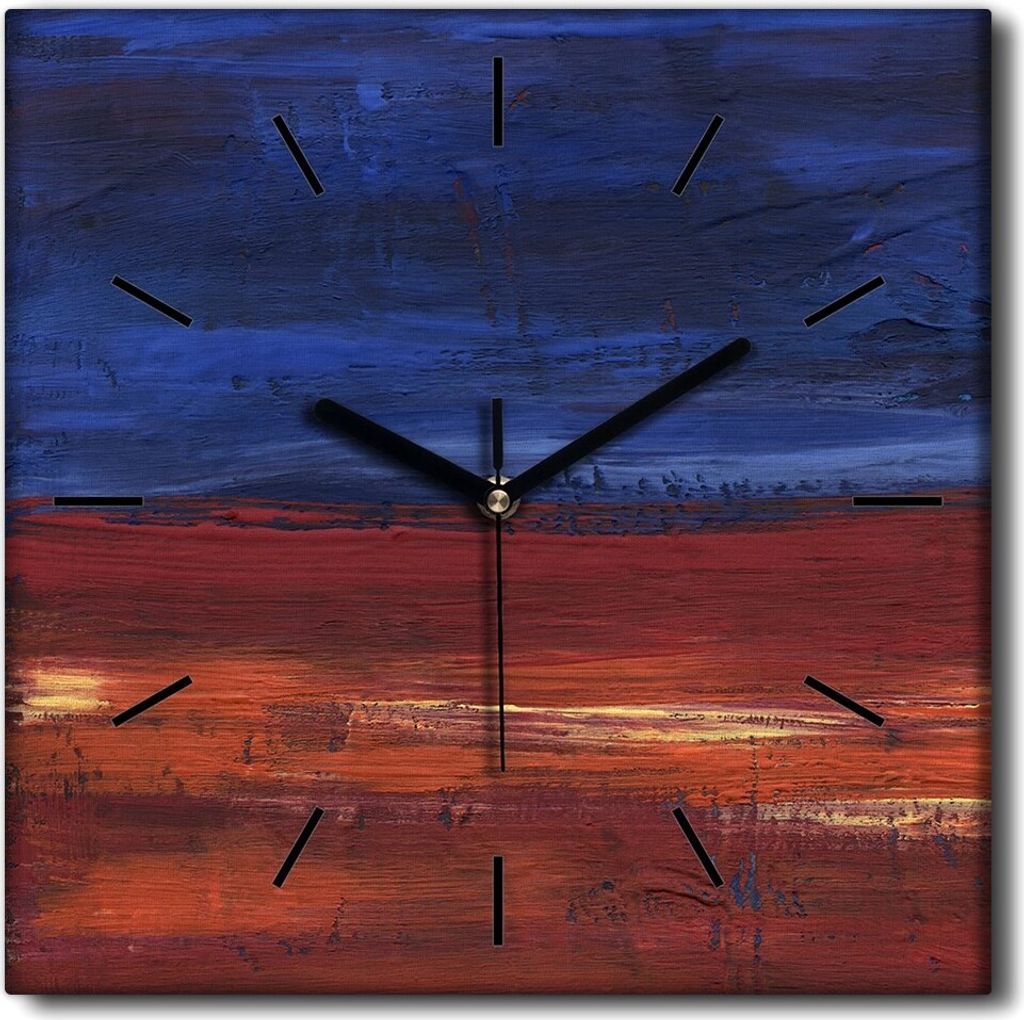 Coloray Uhr auf Leinwand 30x30 cm Wand Uhr Dekoration Wohnzimmer Segeltuch schwarze Hände -Abstraktion Kunstkunst