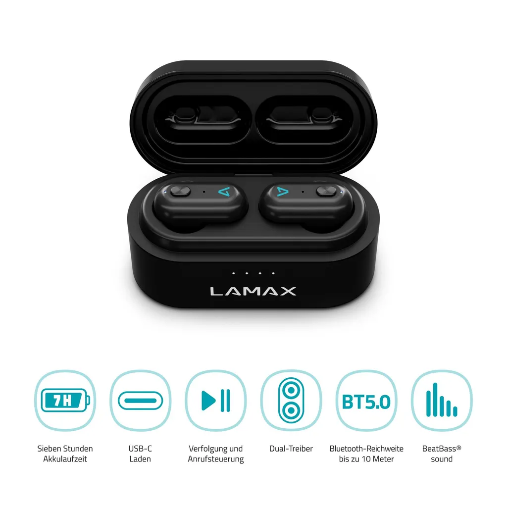 LAMAX Duals1 Écouteurs sans fil Bluetooth 5.0 aptX avec double driver