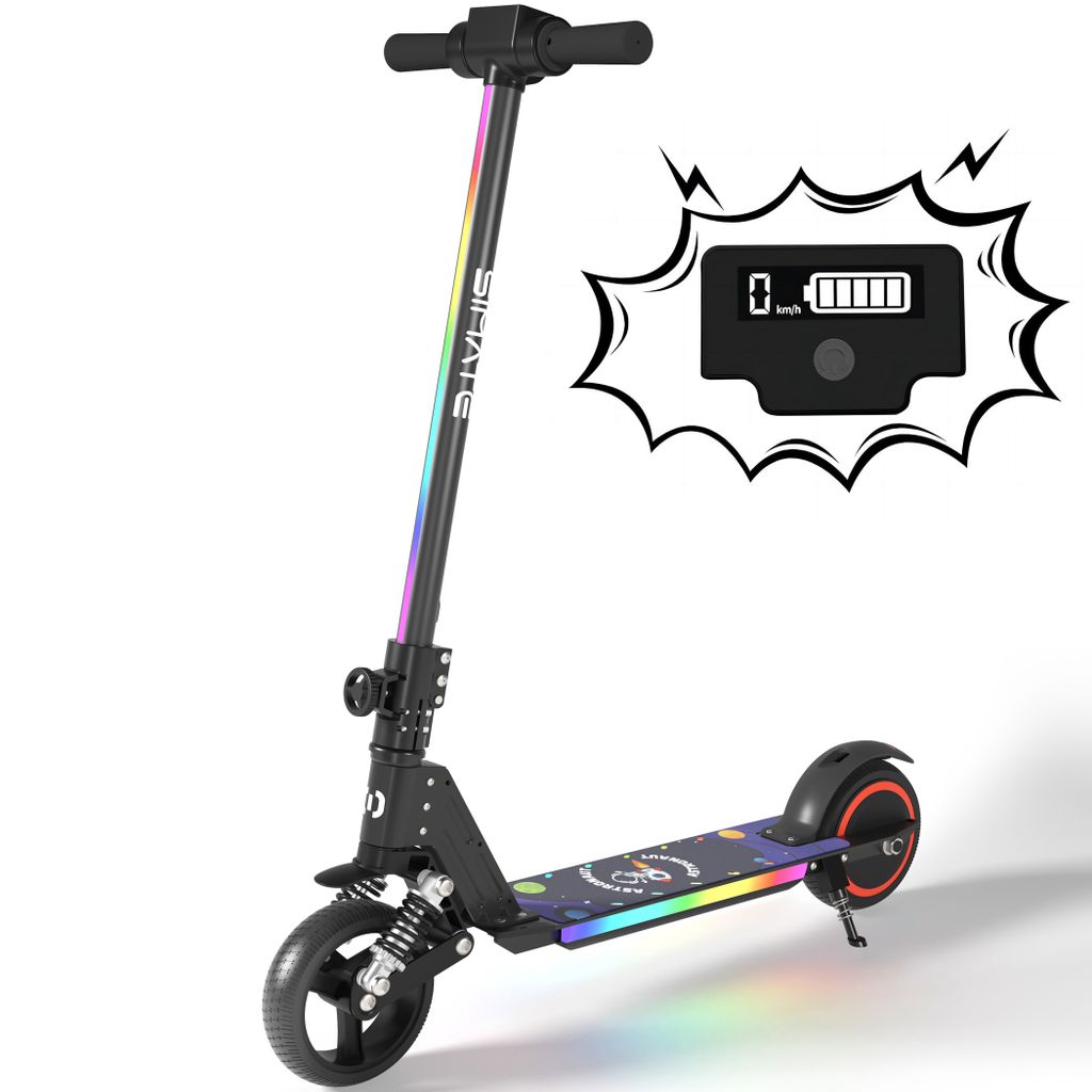 KXQ-EPRO Elektroscooter Kinder Klappbar Elektroroller Schwarz Neu Kinderroller Kinder und Jugendliche 130W Motor,14 km/h,5-8 km Reichweite E-Scooter