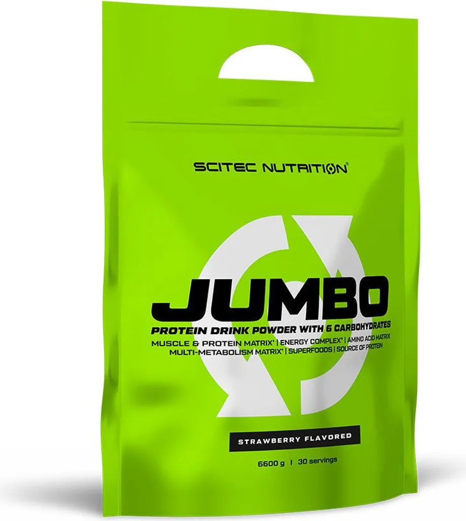 Gainer Jumbo Scitec 6,6kg fraise idéal pour sportifs en musculation