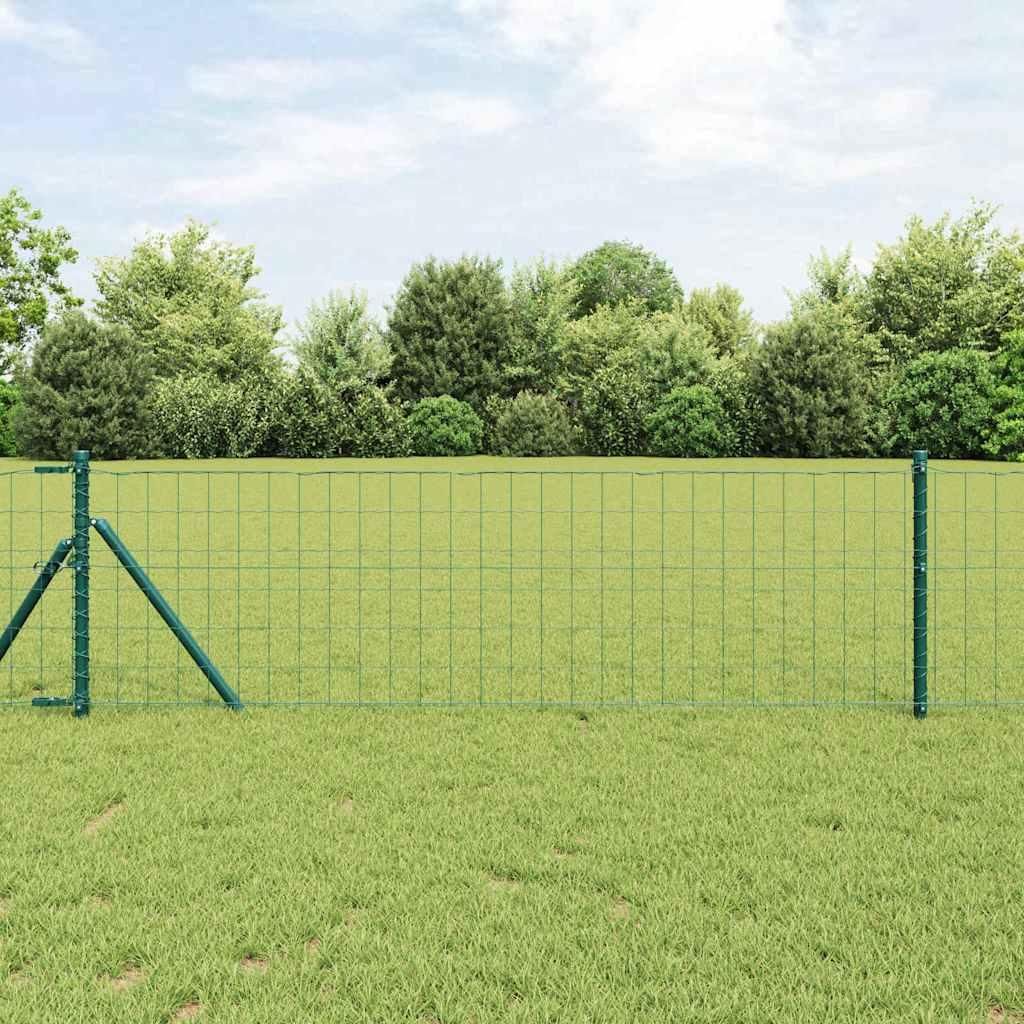 vidaXL Zaun mit Pfosten Grün 0,4 x 25 m Stahl und PVC