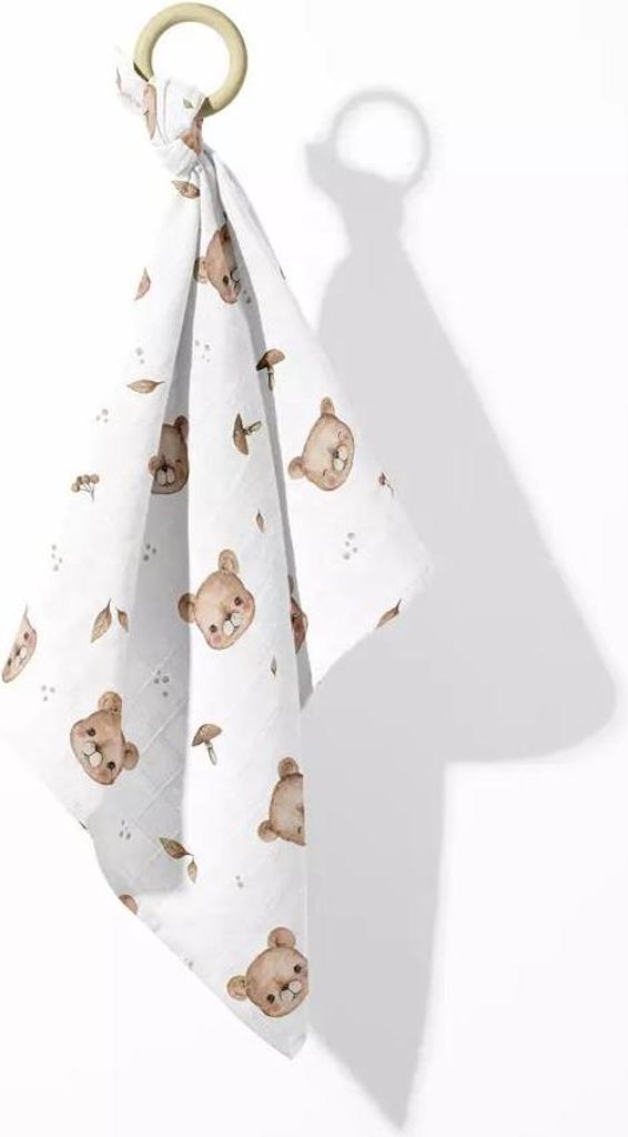 Muminky | Beißring mit Muslin-Tuch - Teddybären - Für zahnende Babys - Multifunktional und weich