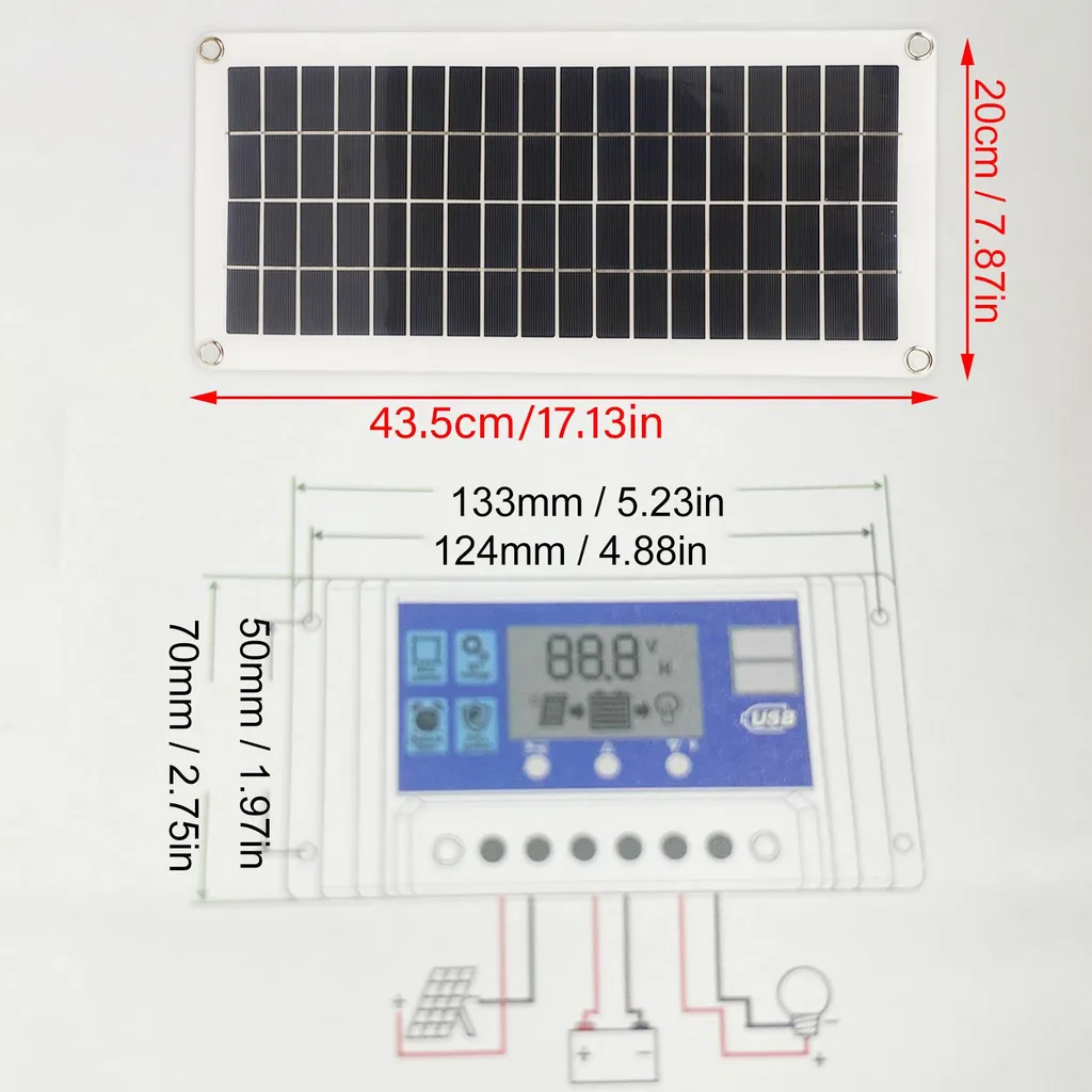 Pannello Solare 10W Policristallino 12V USB | Kit Mantenimento Batteria
