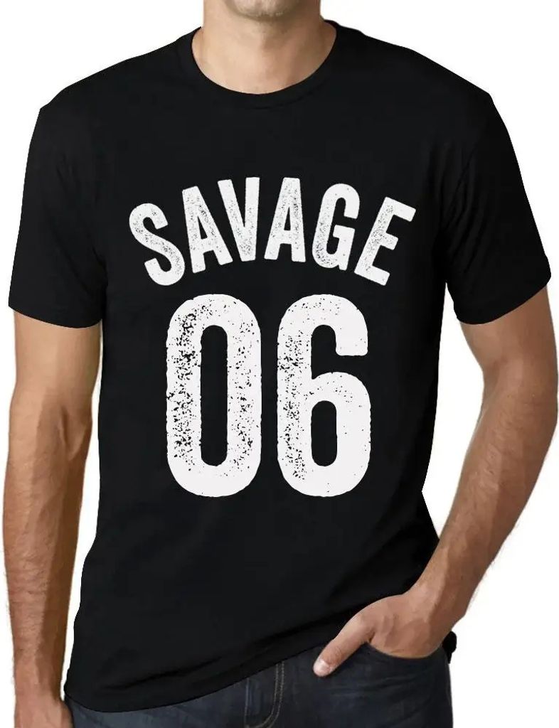 Herren Grafik T-Shirt Savage 06 Geschenk 6. Geburtstag Jahrestag 6 Jahre Jubiläum 6 Jährige Mann Jahrgang 2018 Kurzarm Lustige Druck