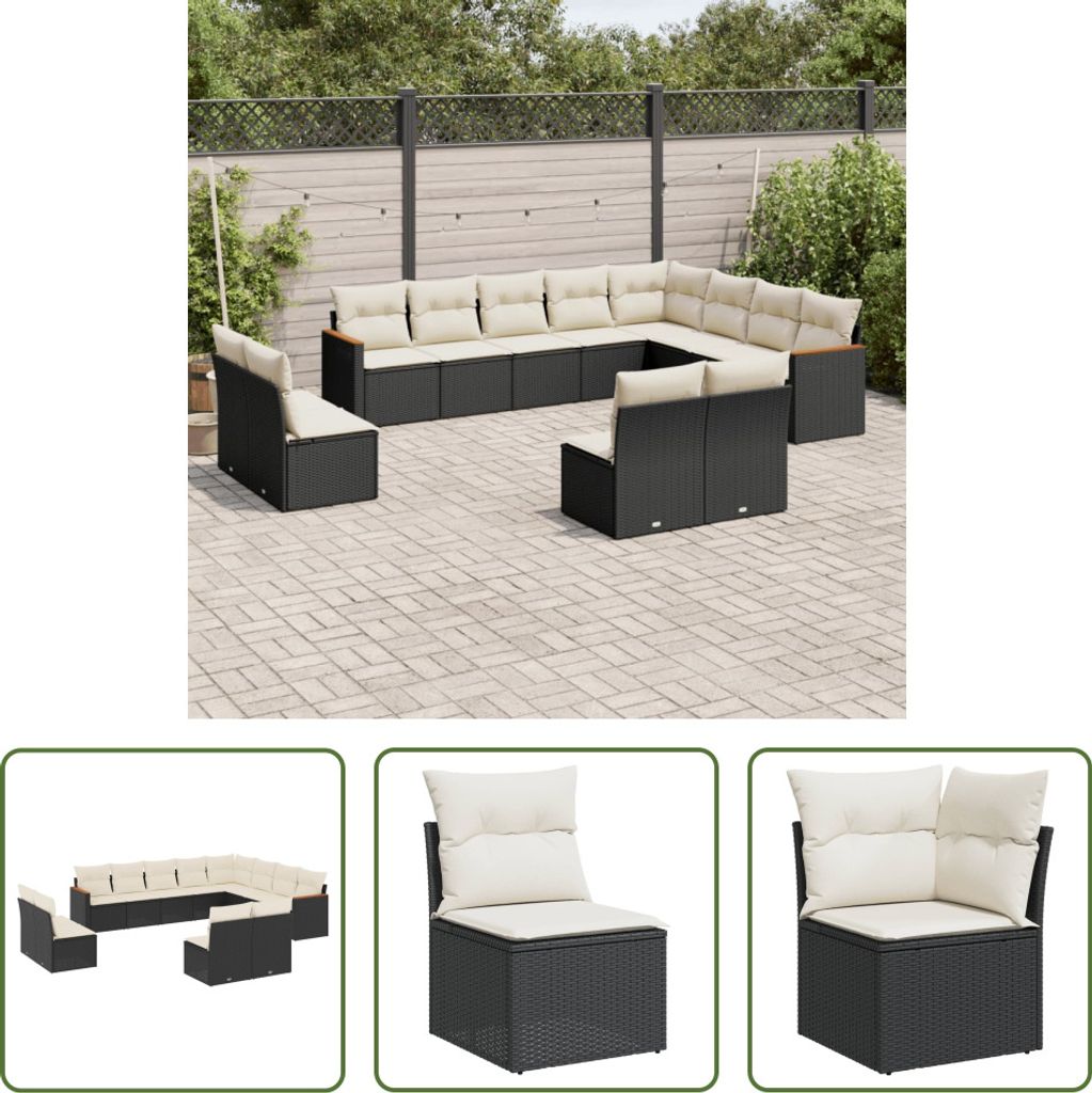 The Living Store 12-tlg. Garten-Sofagarnitur mit Kissen Produktbild 