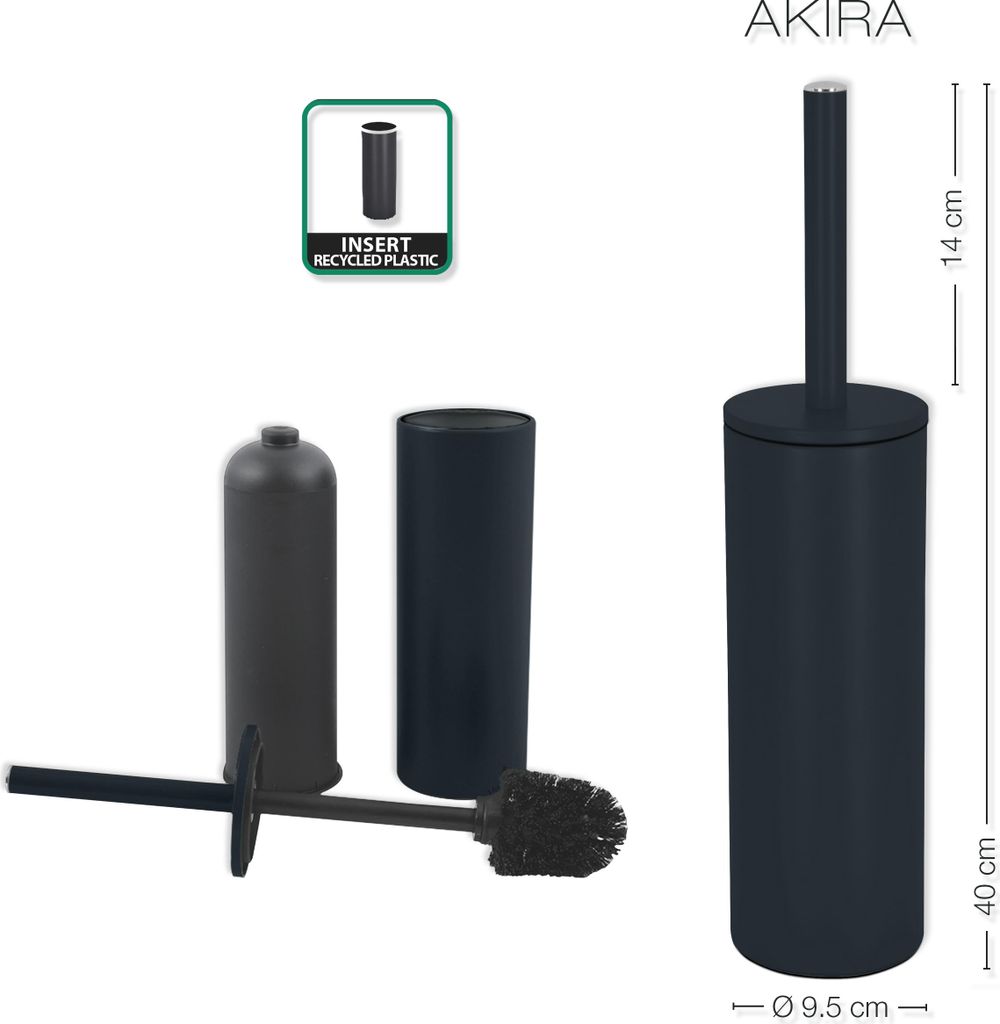 Spirella Scopino WC Roma In Ceramica Nero E Argento – Supporto Elegante, Setole Resistenti, Design Moderno Per Bagno
