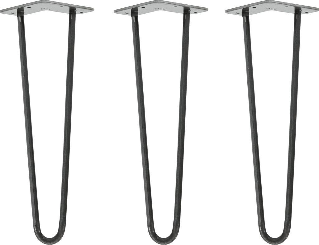 Natural Goods Berlin HAIRPIN Legs, Haarnadelbeine, Möbelfüße, Tischbeine, Industrial Anthrazit, 40 cm, 2 Streben, 3 Stück