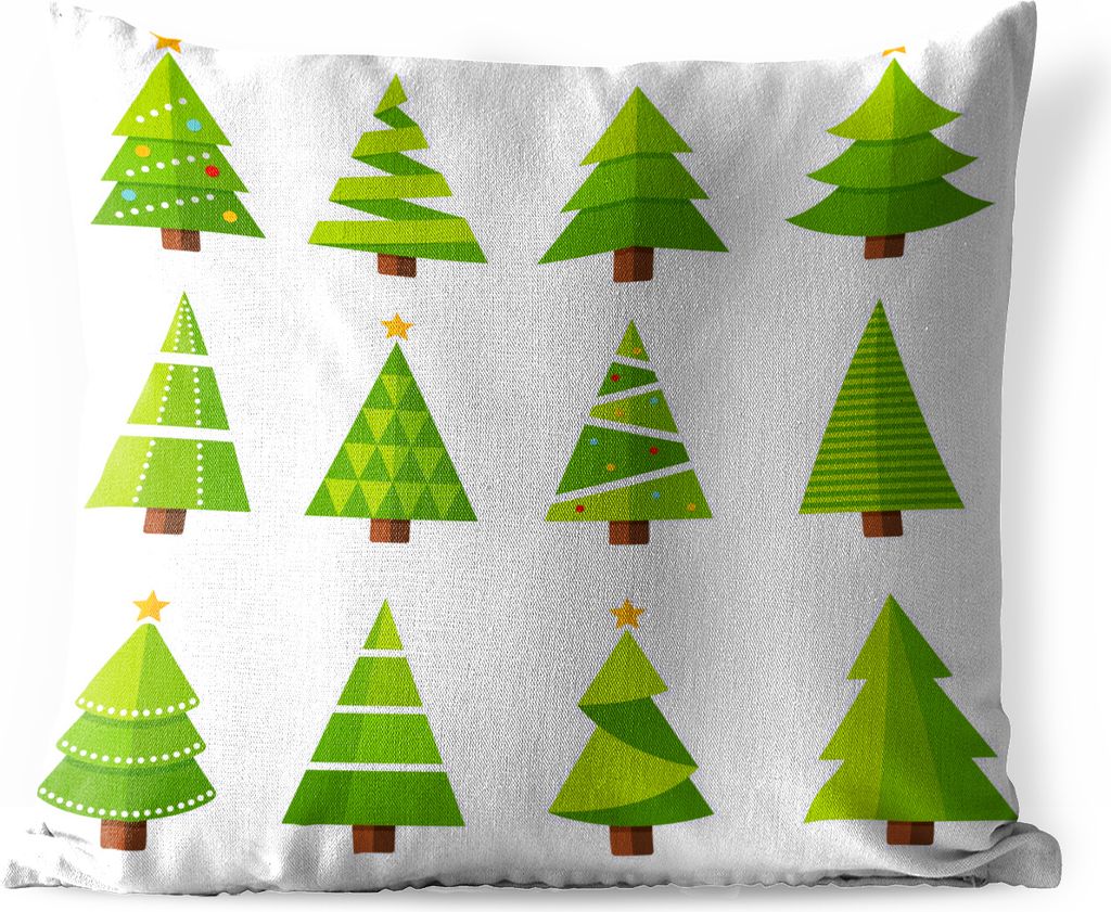 MuchoWow Outdoor Kissen - Muster - Weihnachtsbaum - 60x60 cm - Wetterfest - Lounge Kissen - Dekoration - Schlaf Kissen