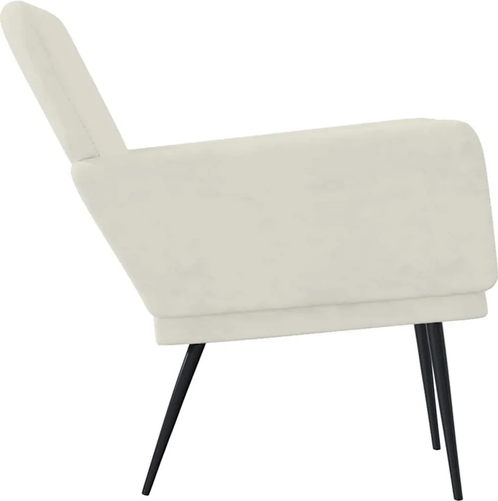 Fauteuil Compact Velours Crème - Gain de Place et Confort Absolu - 4