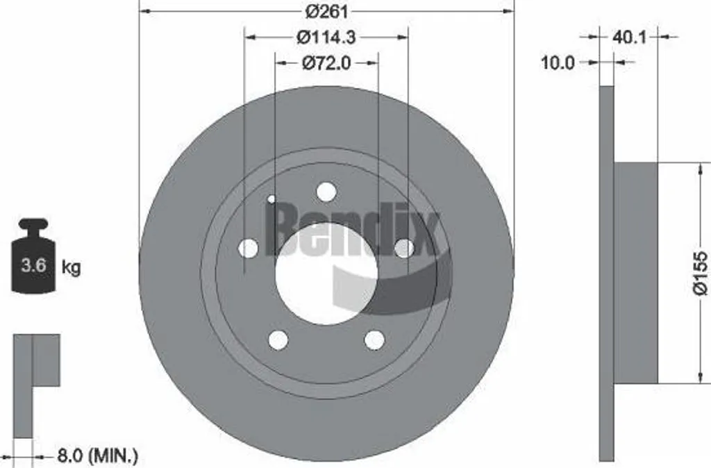 Disque de Frein Arrière pour Mazda Premacy et Xedos 6 - Qualité Bendix