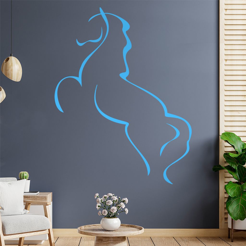 Pferd Linien Wandtattoo in 6 Größen - Wandaufkleber Wall Sticker - Dekoration, Küche, Wohnzimmer, Schlafzimmer, Badezimmer
